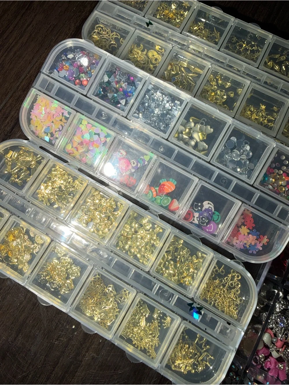 HUGE collection of nail art supplies rhinestones , crystals , hello kitty& more